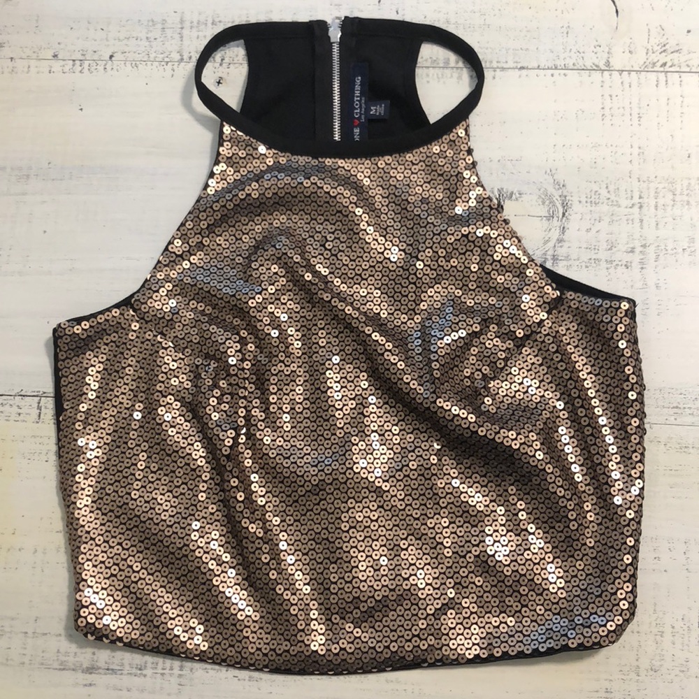 Rose Gold Sequin - Cropped Top